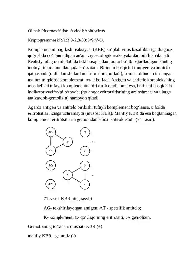 "Oqsil kasalligiga laboratoriyada diagnoz qo‘yish" ishlanma 2