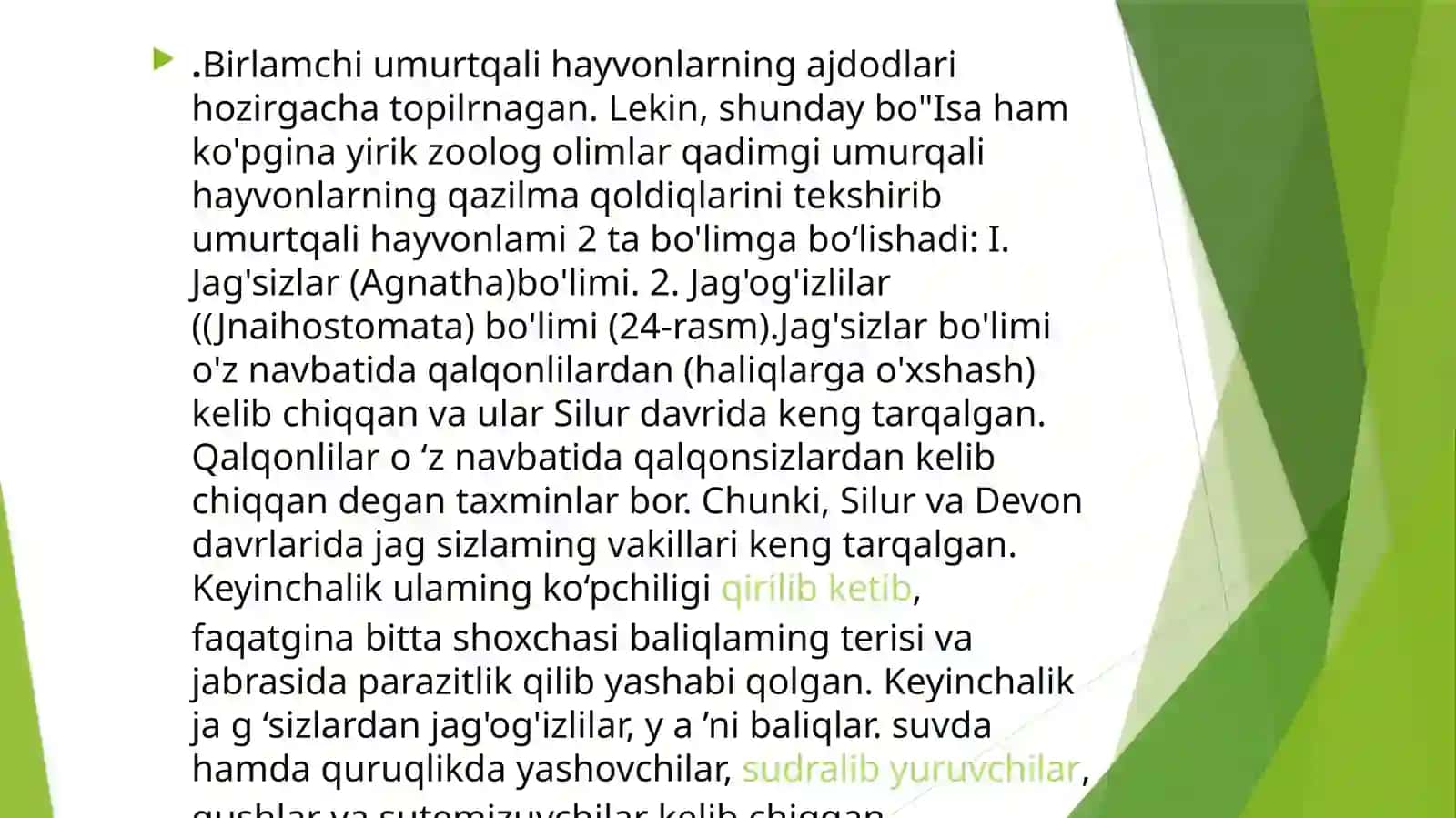 Umurtqalilarning kelib chiqishi 2