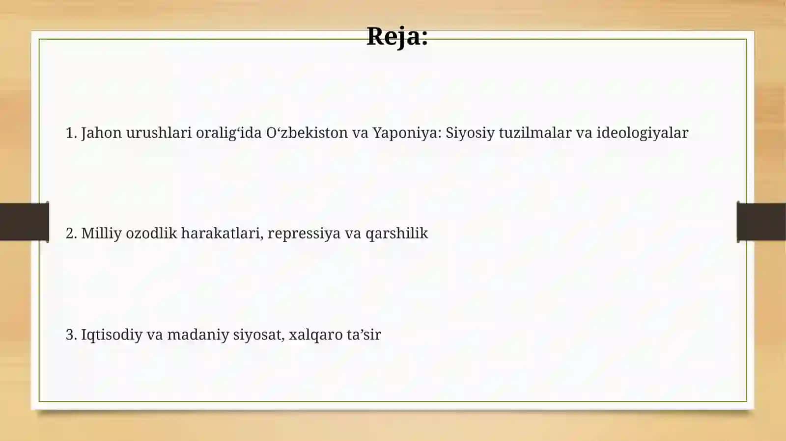 Jahon urushlari oralig’ida O’zbekiston va Yaponiyada siyosiy hayot 2