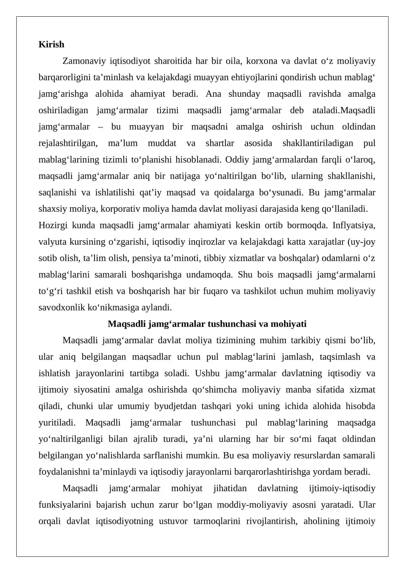 Maqsadli jamg‘armalar tushunchasi, maqsadli jamg‘armalar turlari 2