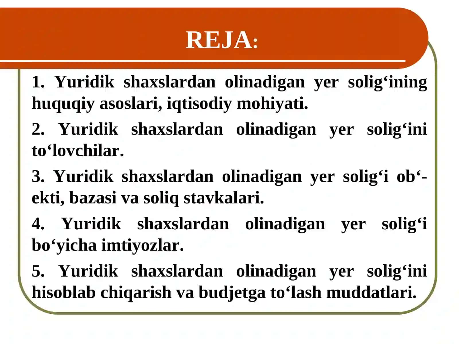 Yuridik shaxslardan olinadigan yer soligi 2