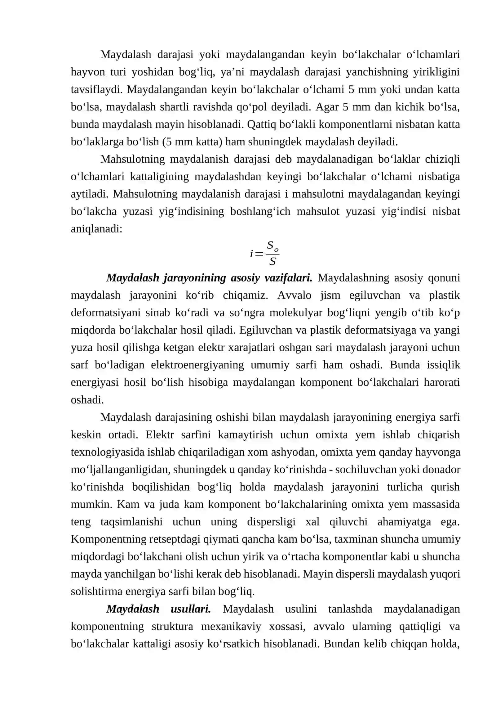 DONLARNI VA OMIXTA YEM INGREDIENTLARINI MAYDALASH VA PUSTLOQLI DONLARNING PUSTLOG‘INI AJRATISH 2