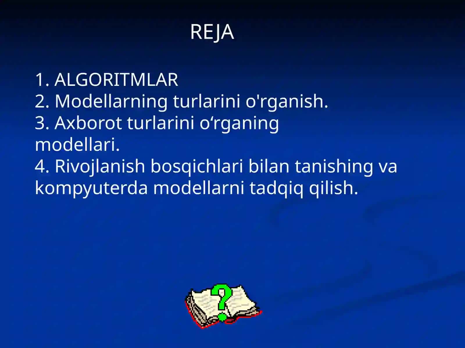 ALGORITMLAR VA XISOBLASHLARNI MODELLARTIRISH 2