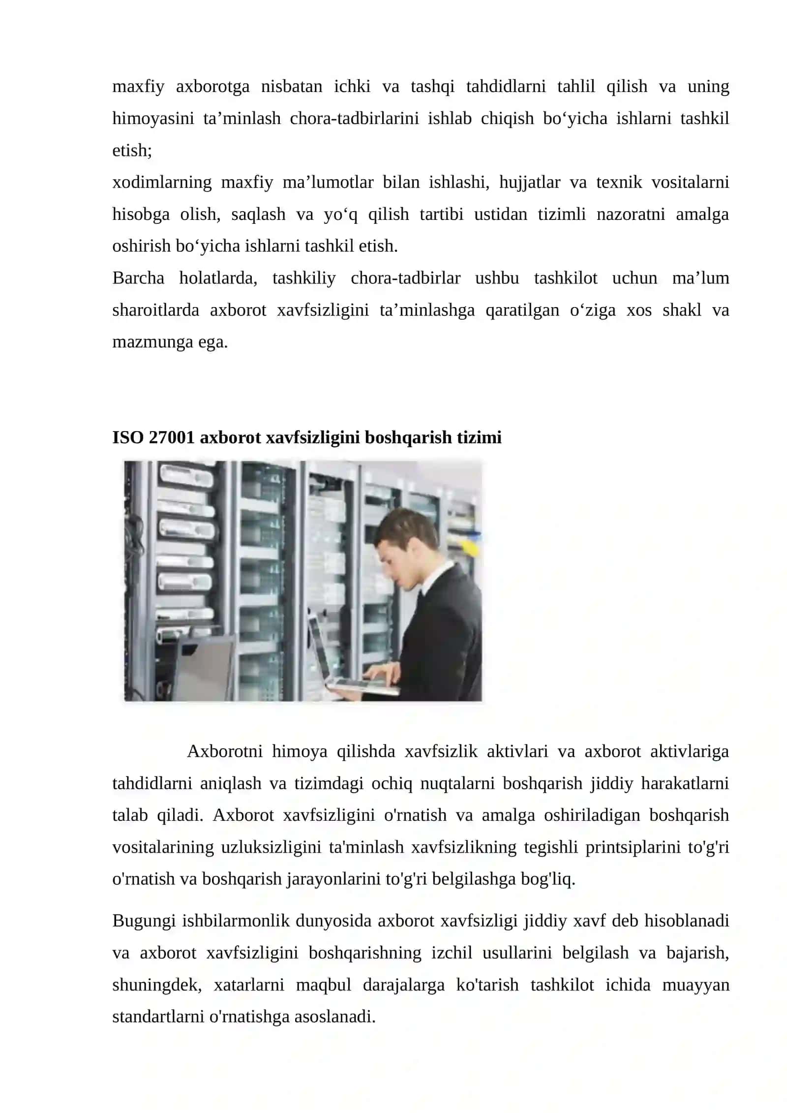 Tashkiliy axborotni muhofaza qilish. Xavfsizlik tizimlari 2