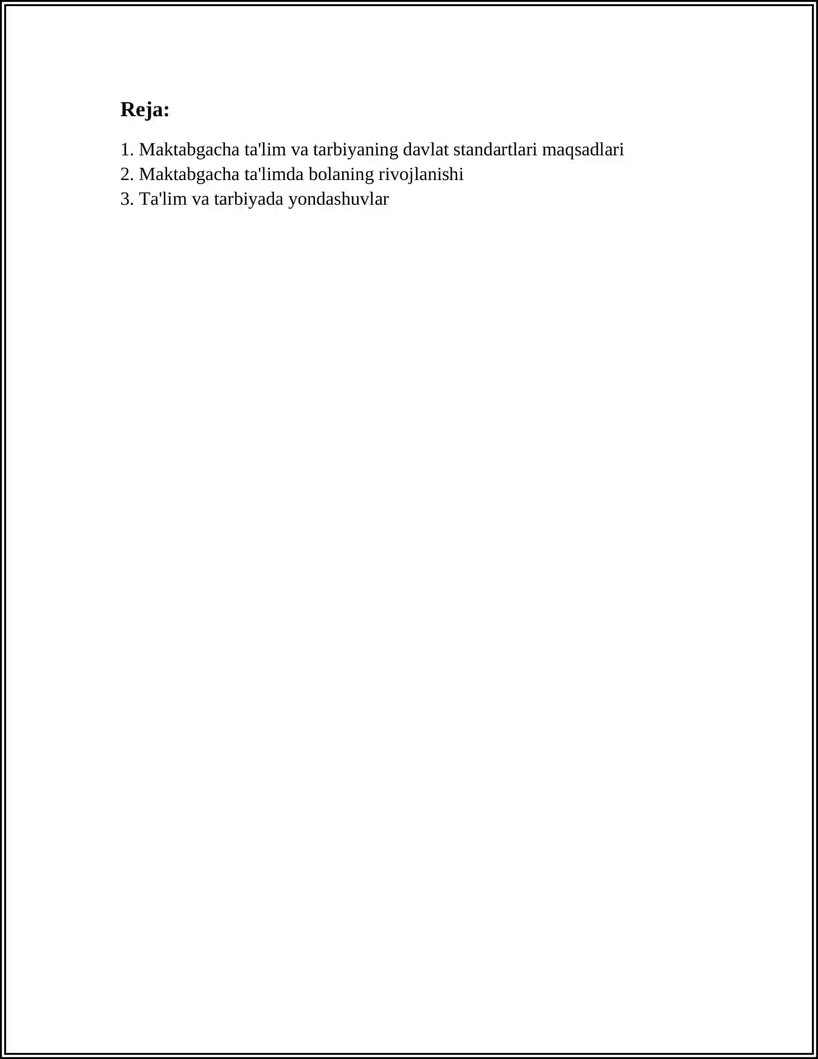 MAKTABGACHA TA'LIM VA TARBIYANING DAVLAT STANDARTLARI MAZMUN VA ASOSIY VAZIFALARI 2