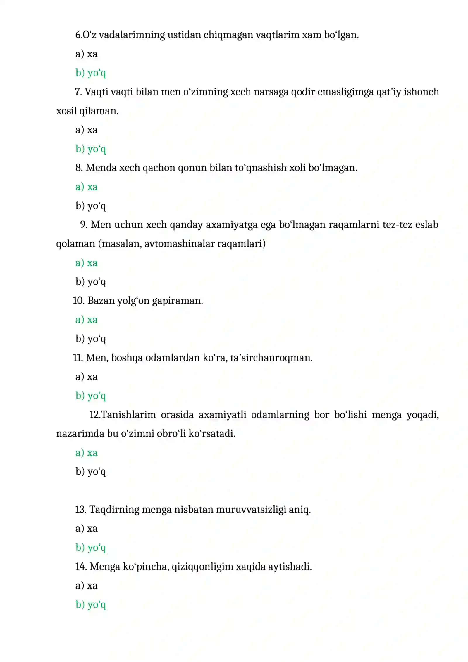 BOJXONA PSIXOLOGIK TEST 86 TA JAVOBI BILAN 2