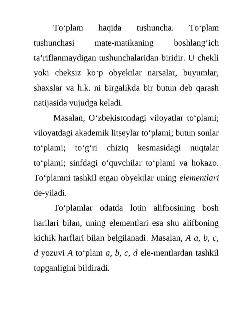 To`plamlar nazariyasi. To`plamlar algebrasi 2