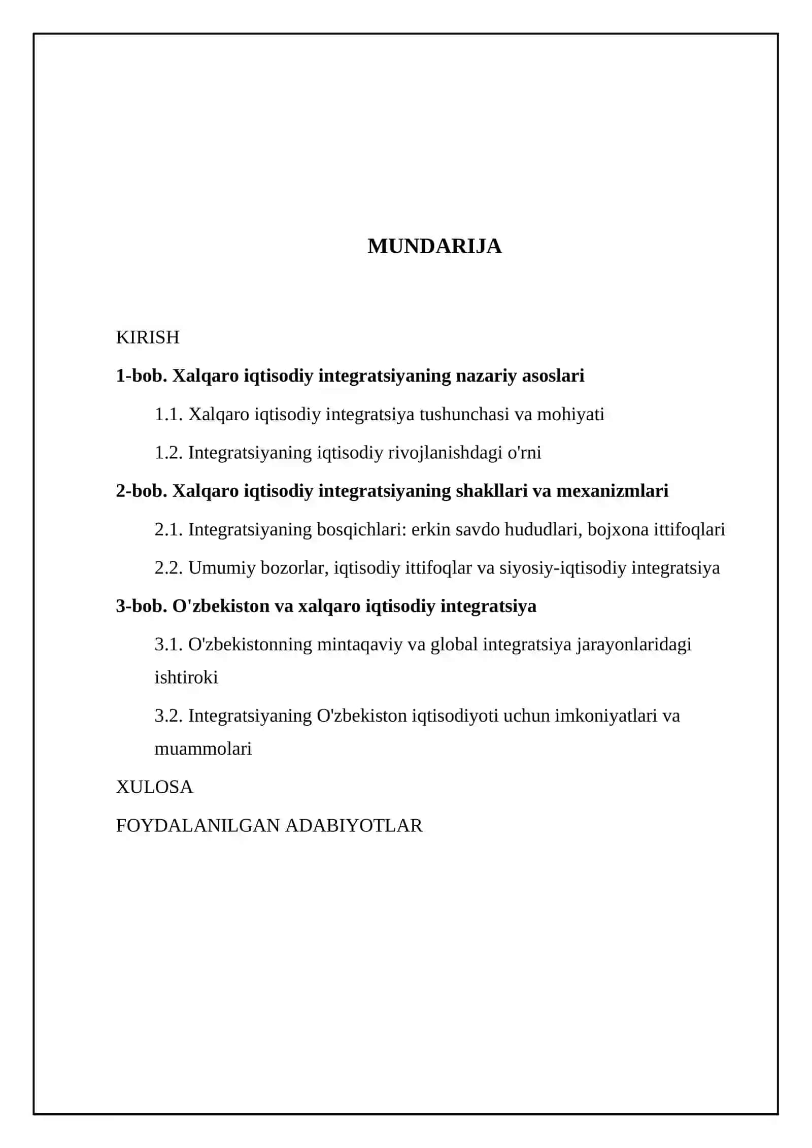 Xalqaro iqtisodiy integratsiya, uning mazmuni va shakllari 2