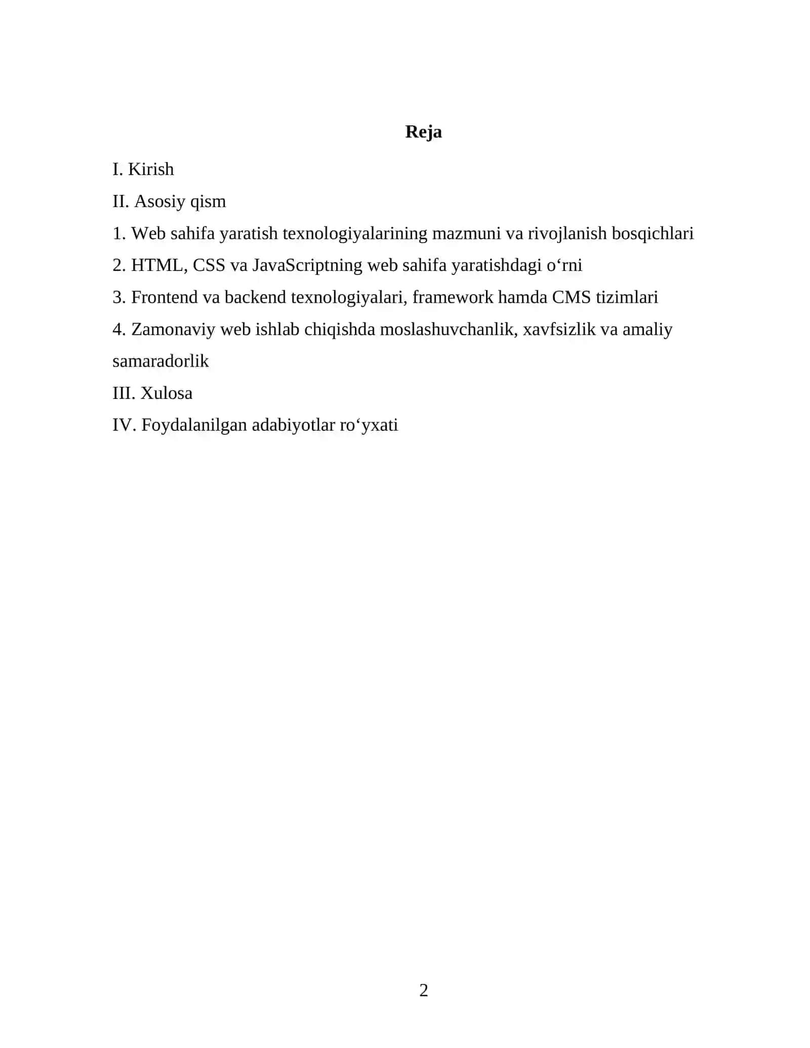 Web sahifa yaratish texnologiyalari 2