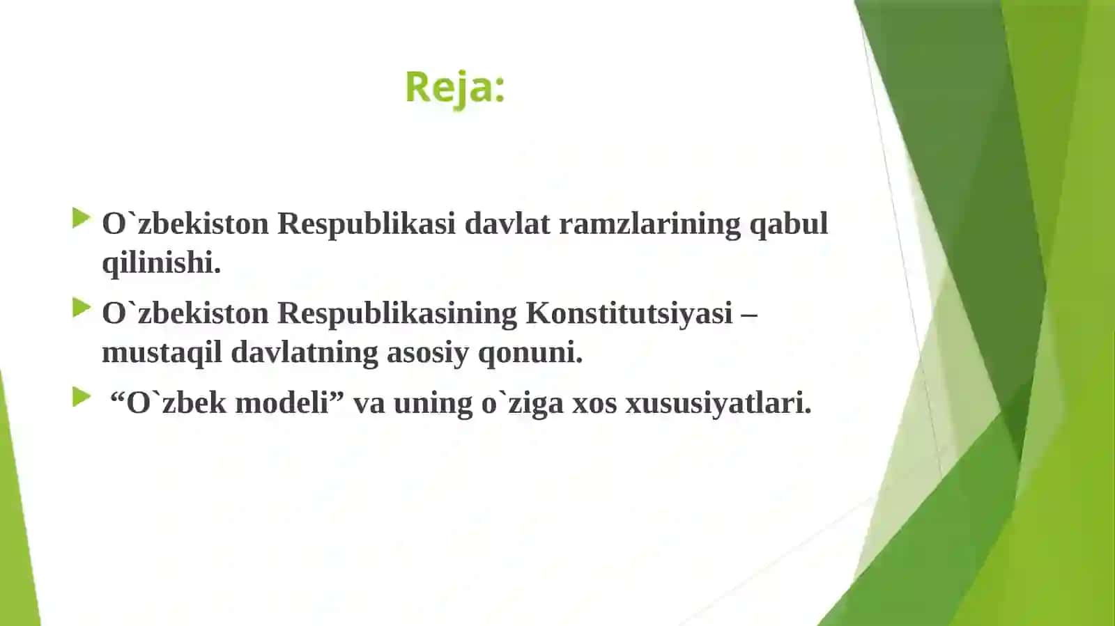 O‘zbekiston tanlagan mustaqil rivojlanish yo‘li va uning ahamiyati. 2