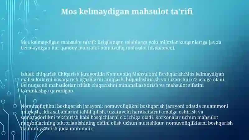 Ishlab Chiqarish Jarayonida Nomuvofiq Mahsulotni Boshqarish 2