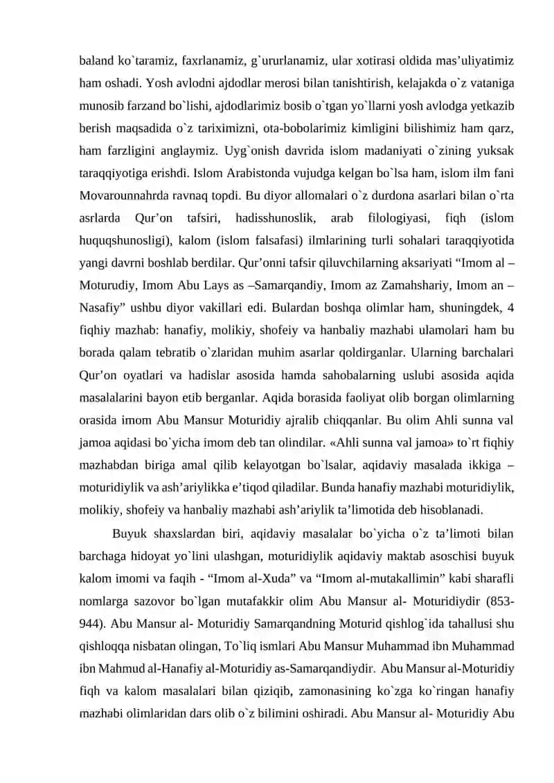 MAQOLA Hidoyat yo'lini ulashgan buyuk kalom imomi 2