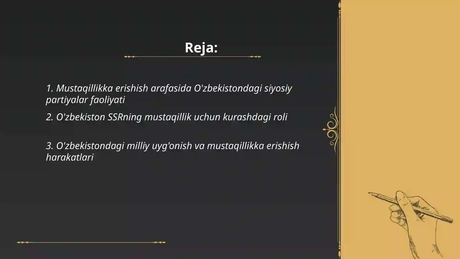 Mustaqillikka erishish arafasida o'zbekistondagi ijtimoiy-siyosiy jarayonlar vedio qo'llanma 2