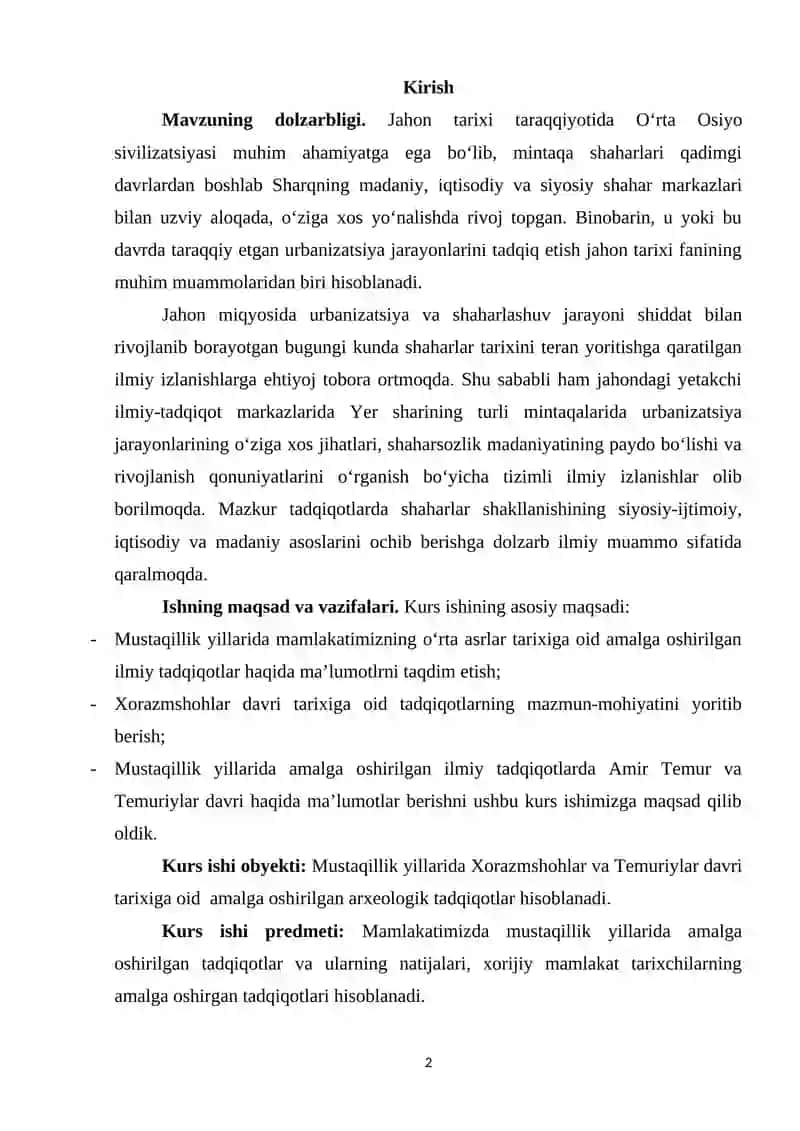 MUSTAQILLIK YILLARIDA O‘RTA ASRLAR O‘ZBEK DAVLATCHILIGI TARIXIGA OID ILMIY TADQIQOTLARNING OLIB BORILISHI 2