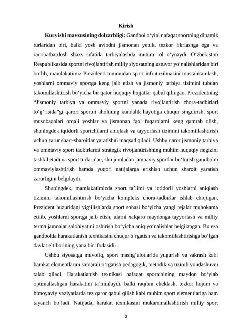 Gandbol o‘yinida harakatlanish (yugurish, sakrash) texnikasini o‘rgatishni yakomillashtirish 2
