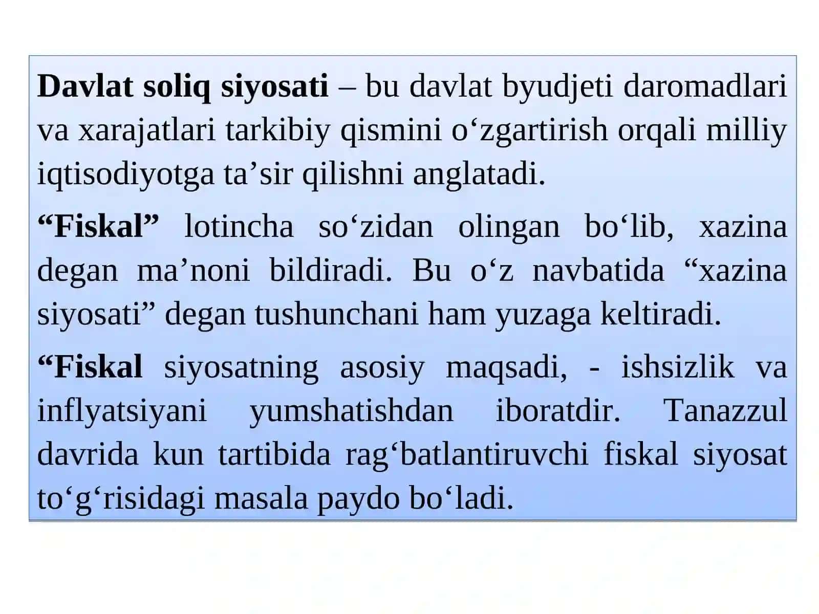 Soliq-budjet va pul-kredit siyosati 2
