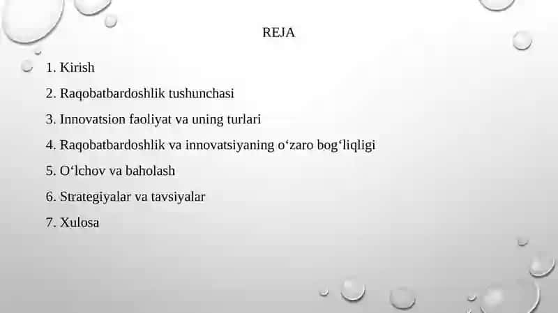 Raqobatbardoshlik-innovatsion faoliyatni mezoni sifatida 2
