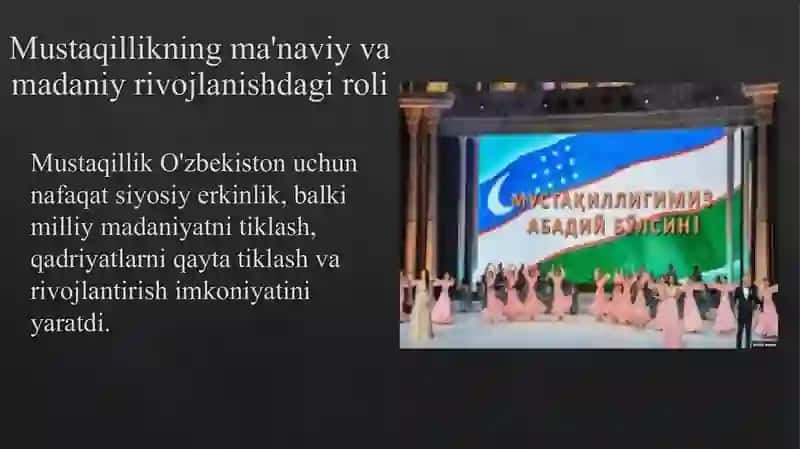 Mustaqillik yillarida O'zbekistonda ma'naviy va madaniy taraqqiyot 2