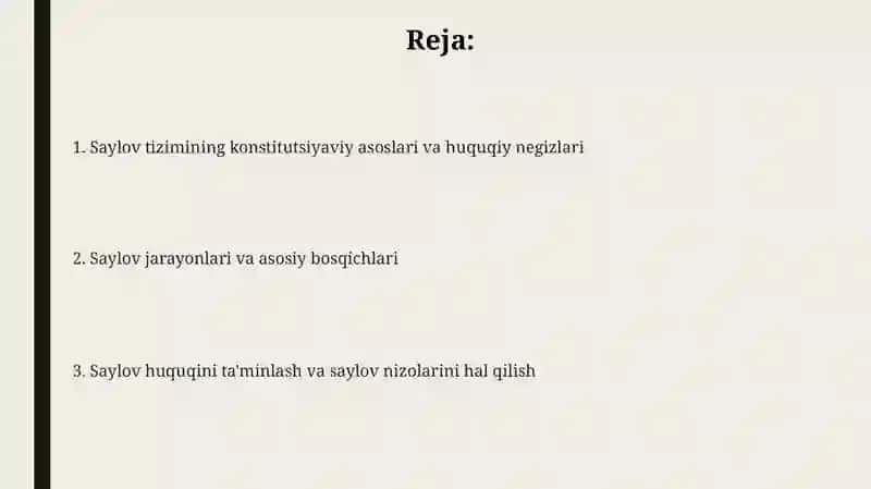 Saylov tizimining konstitutsiyaviy huquqiy asoslari 2