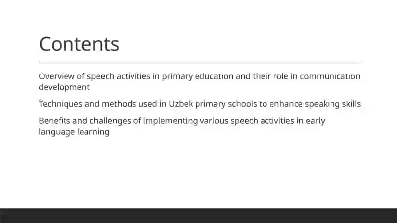 Types of speech activity in primary school 2