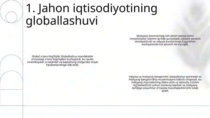 Jahon Iqtisodiyotining Globallashuvi Sharoitida Jahon Moliya Bozori Va Moliyaviy Tartibga Solish 2