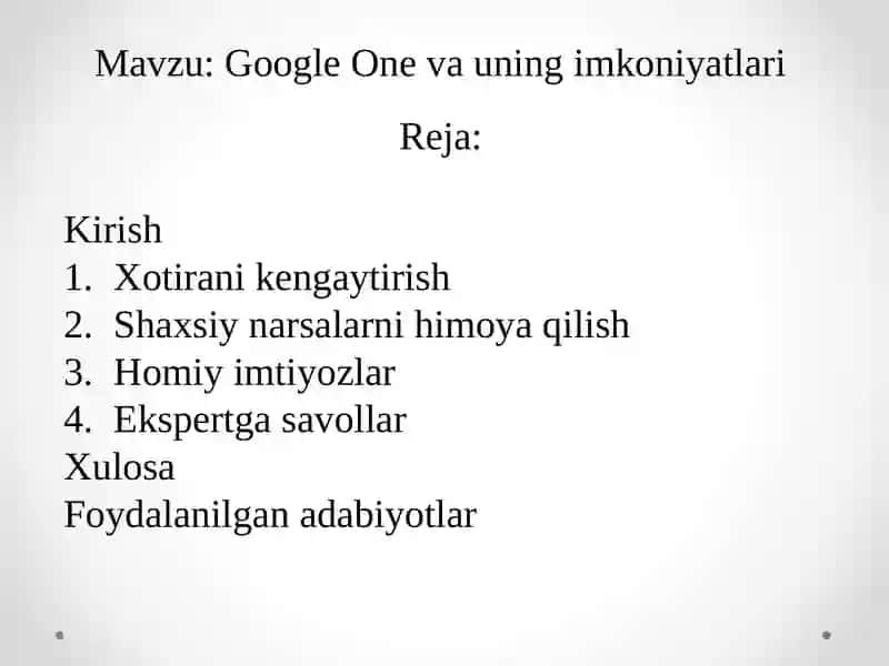GoogleOne vauning imkoniyatlari 2