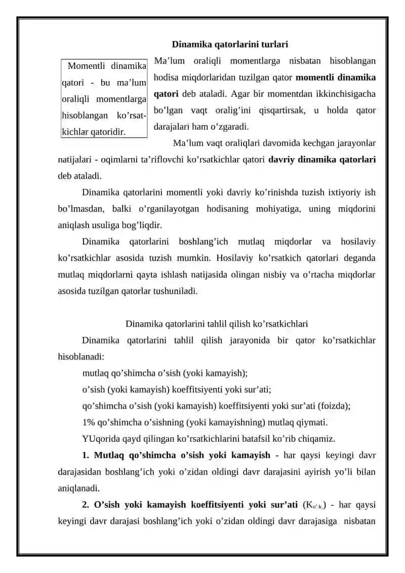 Dinamika qatorlarida prognozlash 2
