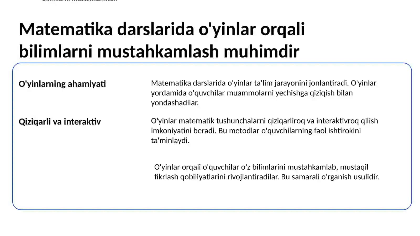 Boshlang‘ich sinf matematika darslarida integratsiyalashgan ta’limga oid sinfdan tashqari mashg‘ulotlar 2