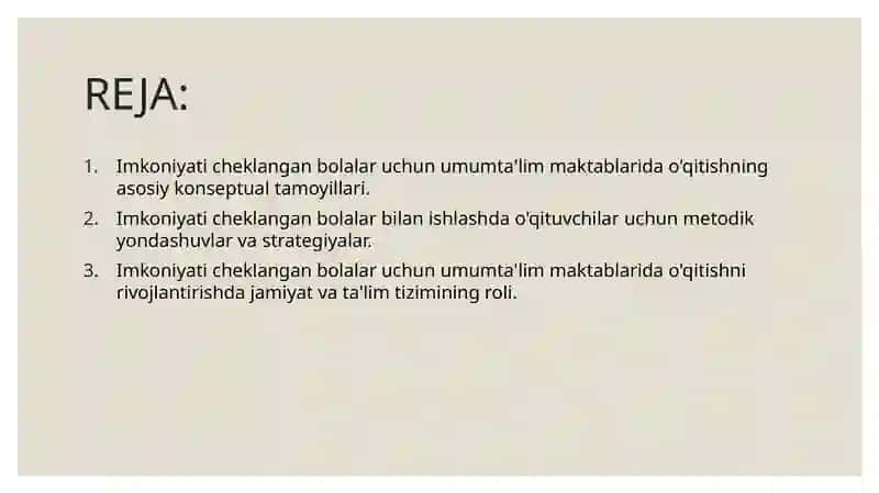 Imkoniyat cheklangan bolalar uchun umumiy ta'lim maktablari darslaridagi konseptual talablar 2