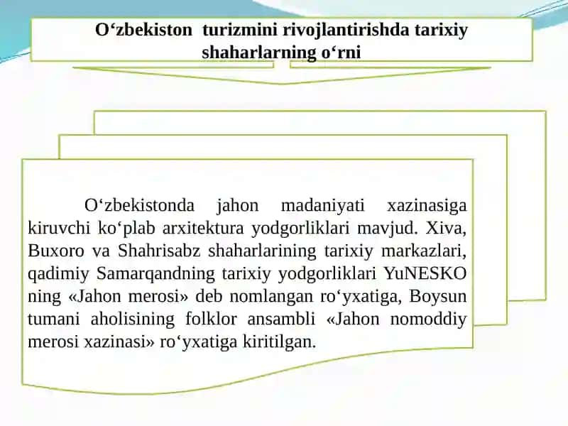 O‘zbekistonning tarixiy va arxitektura yodgorliklariga ega bo‘lgan shaharlari 2