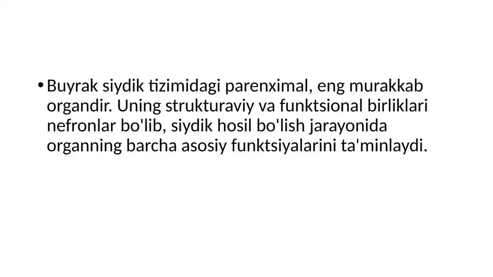 Ayirish a’zolari tizimi.Buyraklarfiziologiyasi 2