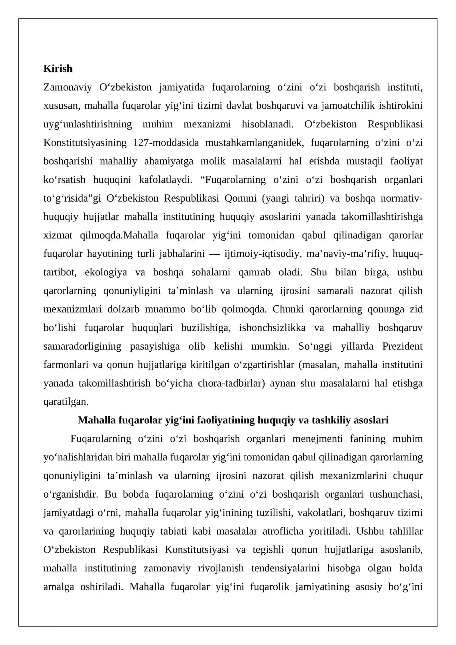 Mahalla fuqarolar yig‘ini qarorlarining qonuniyligini ta’minlash va ularning ijrosini nazorat qilish mexanizmlari 2