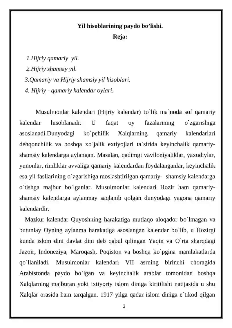 Musulmonlar kalendari 2