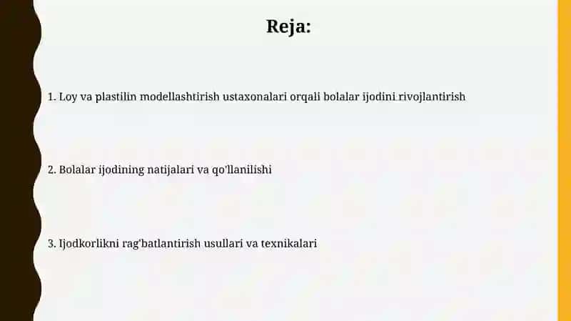 Loy va plastilindan oʻyinchoqlar yasash mashgʻulotlarida bolalarni ijodkorligini rivojlantirish 2