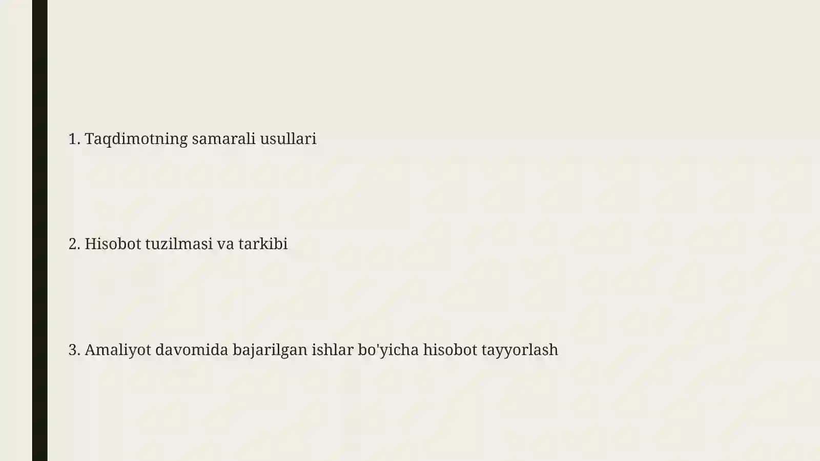 Hisobot tayyorlash 2