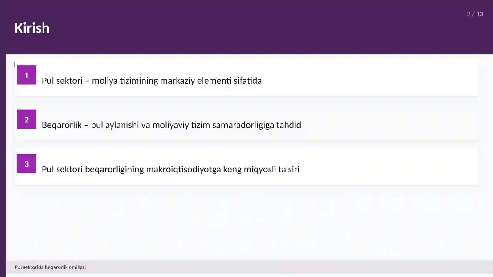 Pul sektorida beqarorlik omillari 2