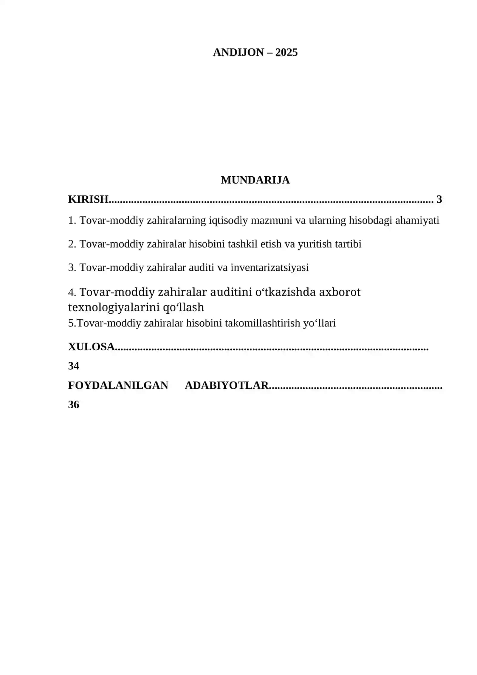 Tovar-moddiy zahiralar hisobi 2