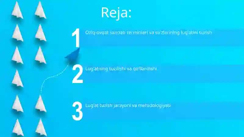Oziq-ovqat sanoati terminlari va so'zlarining lug'atini tuzish 2