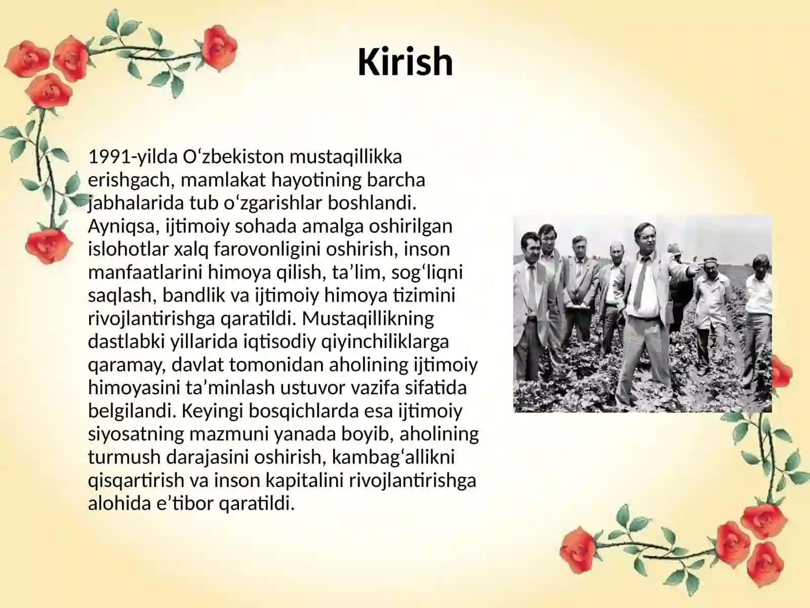 1991-yildan boshlab hozirgi kungacha ijtimoiy sohada amalga oshirilgan islohotlar 2