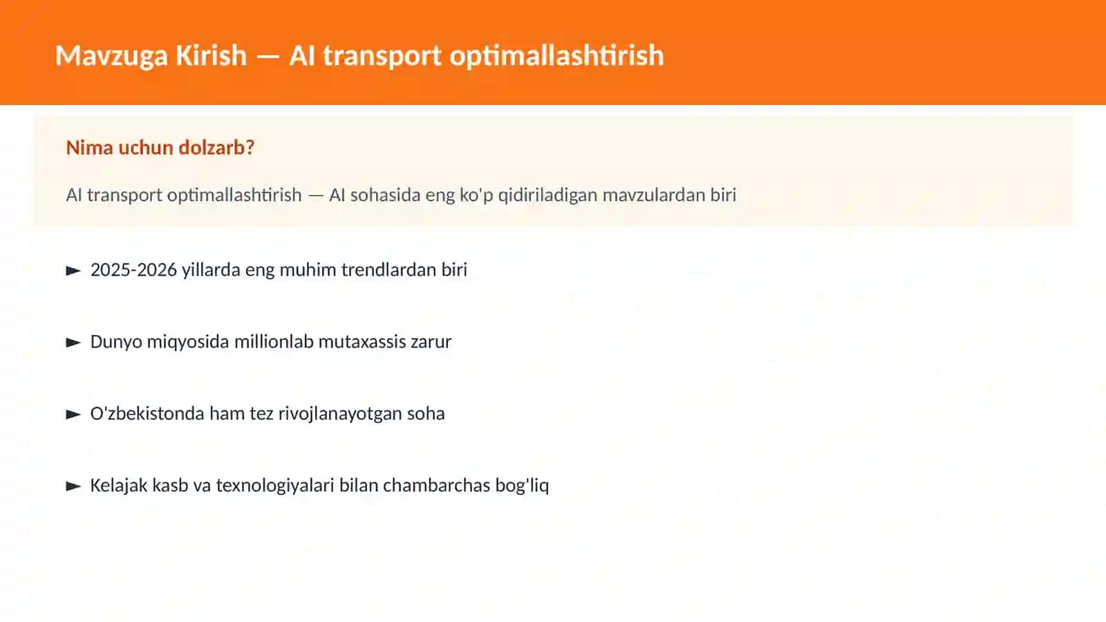 AI transport optimallashtirish 2