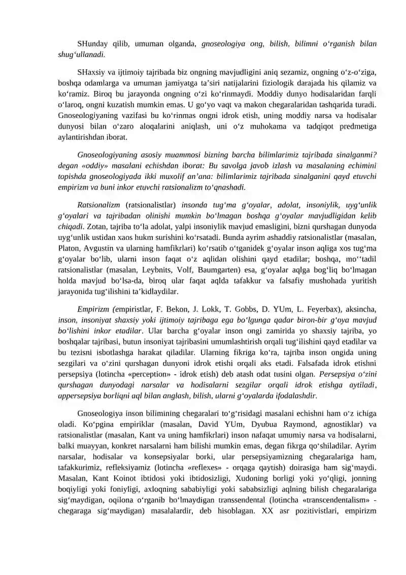 BILISH NAZARIYASI: ASOSIY MUAMMOLARI VA YO‘NALISHLARI 2