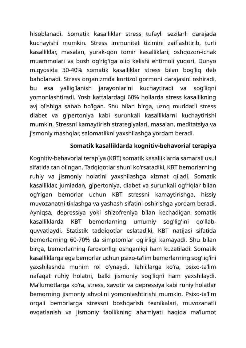 Somatik kasalliklarda psixoterapiyaning samaradorligi 2