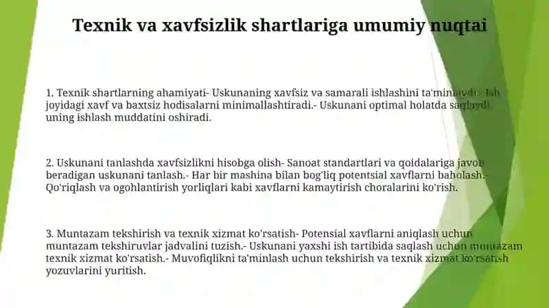 Ishlab Chiqarishda Texnika Va Xavfsizlik Sharoitini Yaratish 2