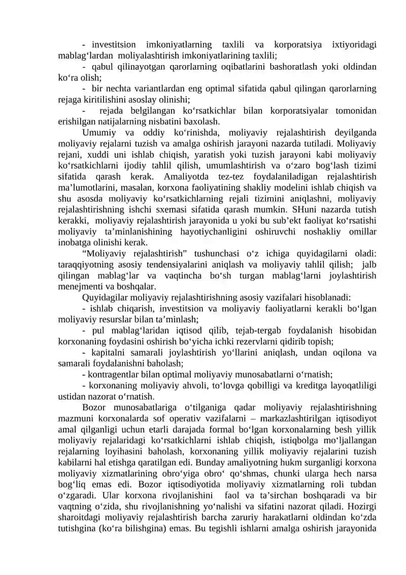 Moliyaviy rejalaştirish va byudjetlaştirish 2