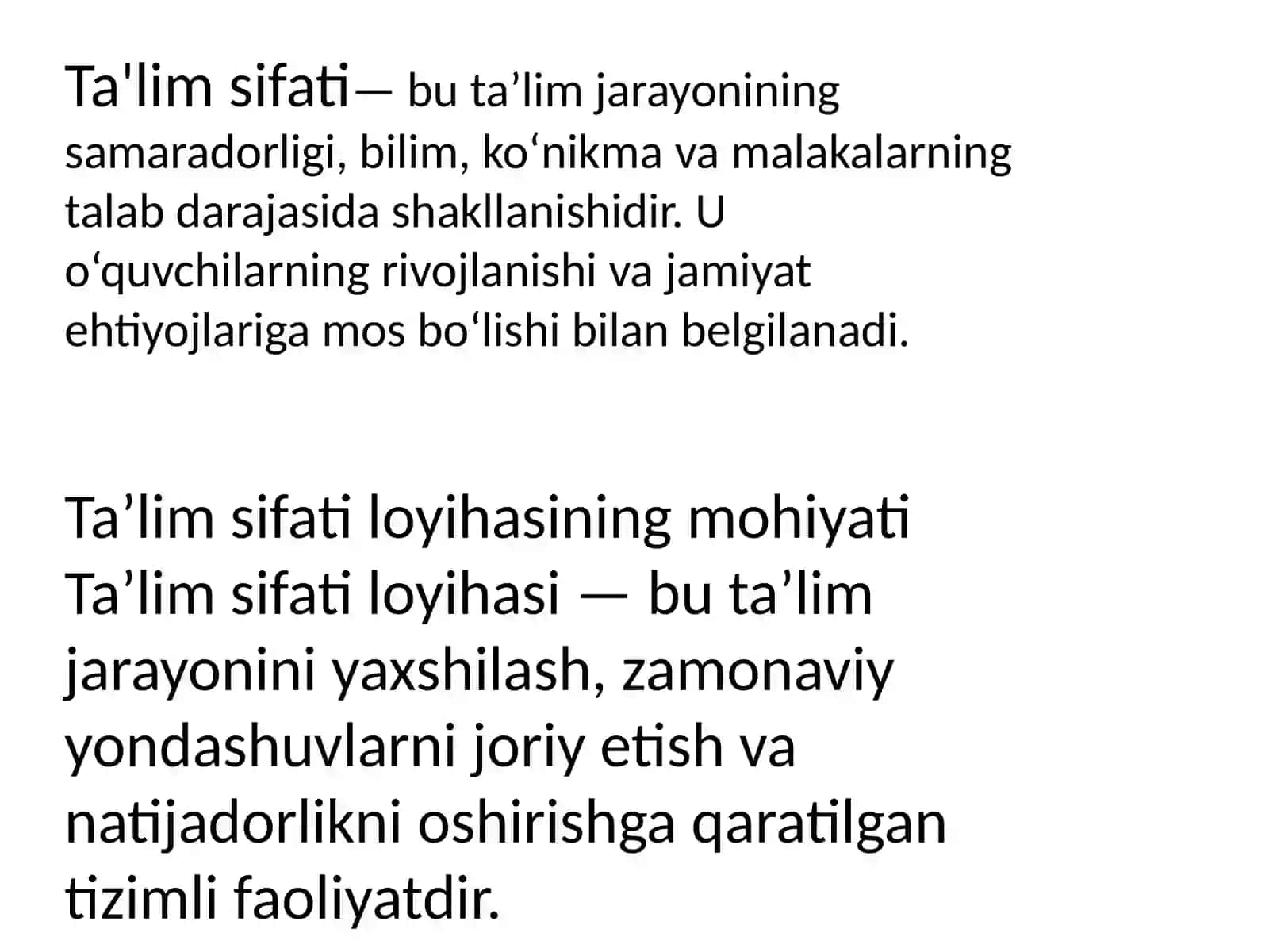 Ta'lim sifat loyihasining asosiy vazifalari 2