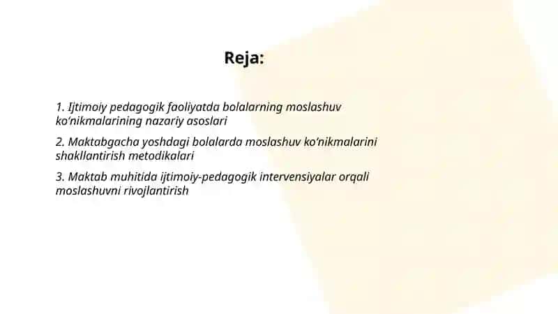 Ijtimoiy pedagogik faoliyatda bolalarning moslashuv koʻnikmalarini shakllantirish 2