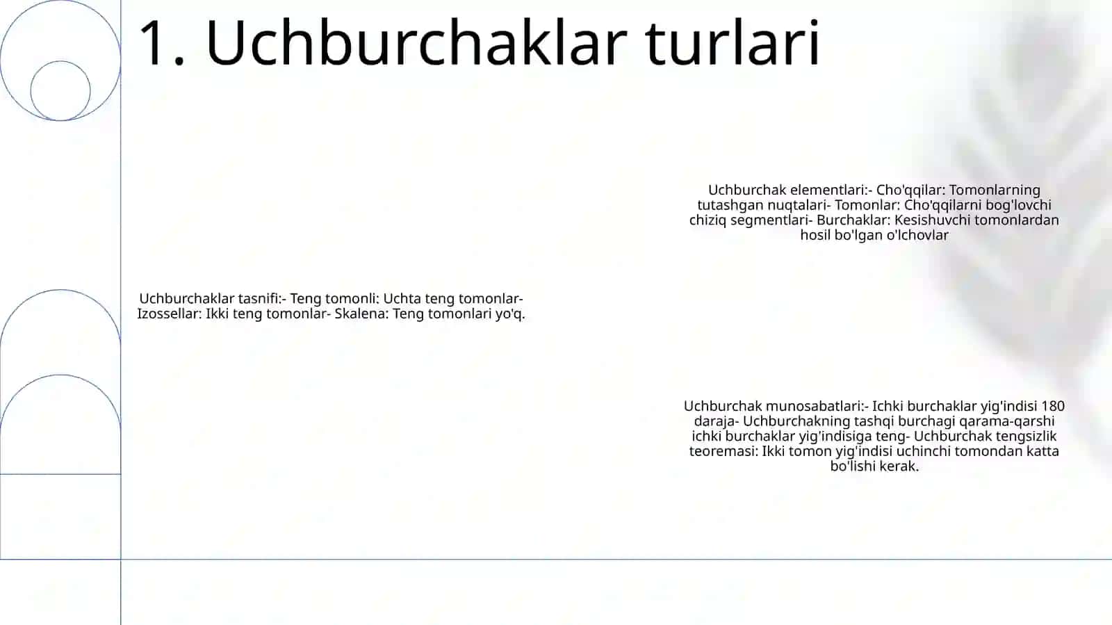 Uchburchak Turlari Va Uning Elementlari 2