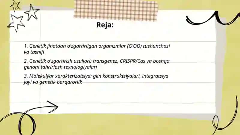 Genetik jihatdan o'zgartirilgan organizmlar (G'OO) tushunchasi va tasnifi 2