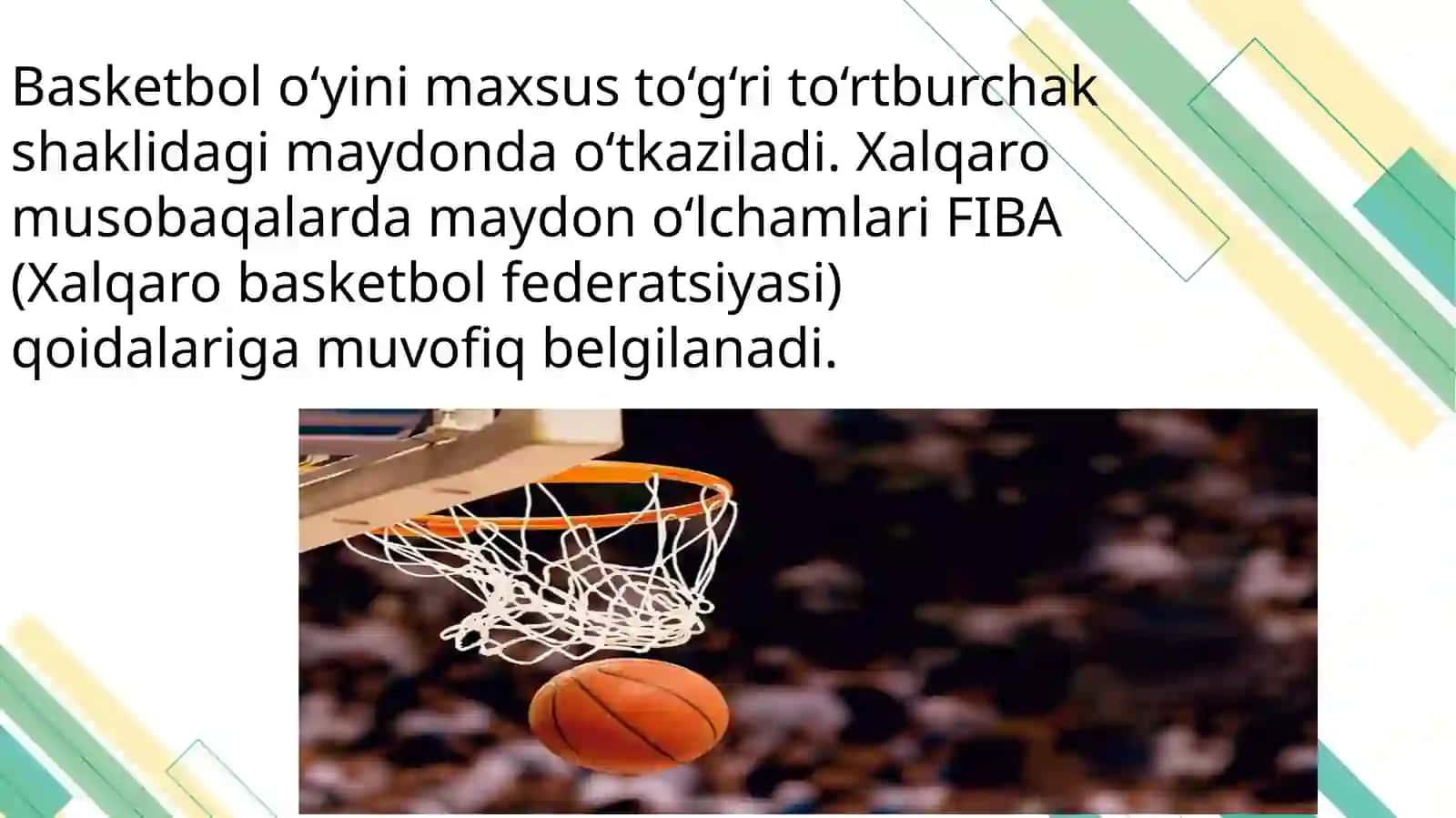 Basketbol oʻyin maydoni va jihozlari 2