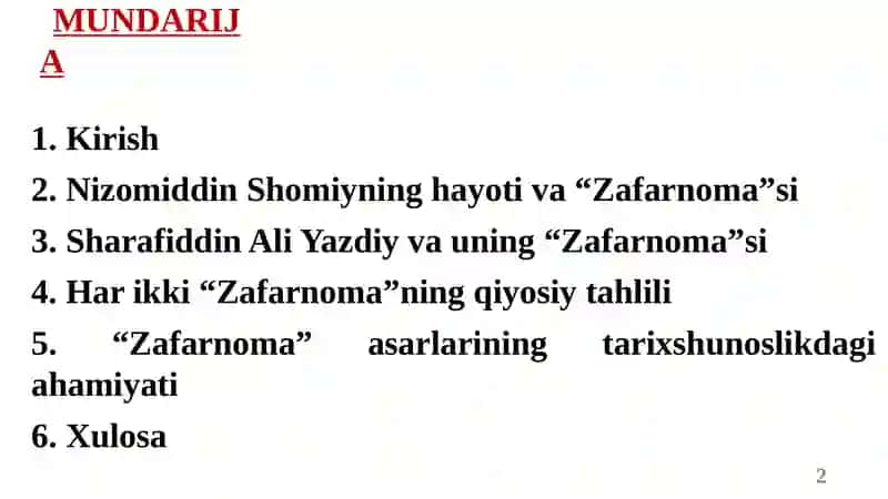 Zafarnoma asari va uning tarixshunoslikdagi ahamiyati 2